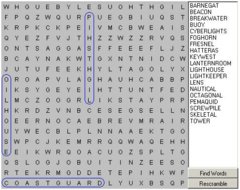 Cyberlights Lighthouses Wordseek Puzzles